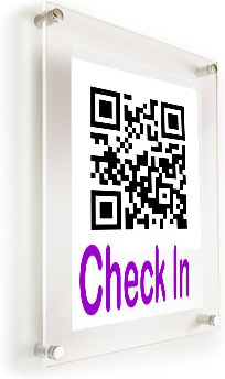 QR codes make it a touch free check in for customers. They use their smartphone to fill in a simple form.